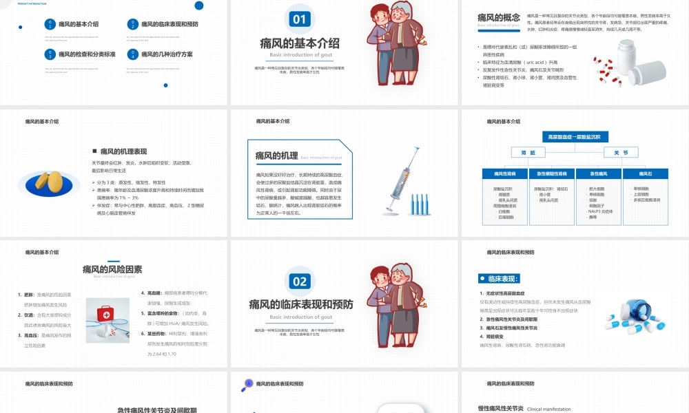 2022风湿性痛风PPT淡蓝简约医疗风医疗教学各种疾病医理PPT模板下载.pptx