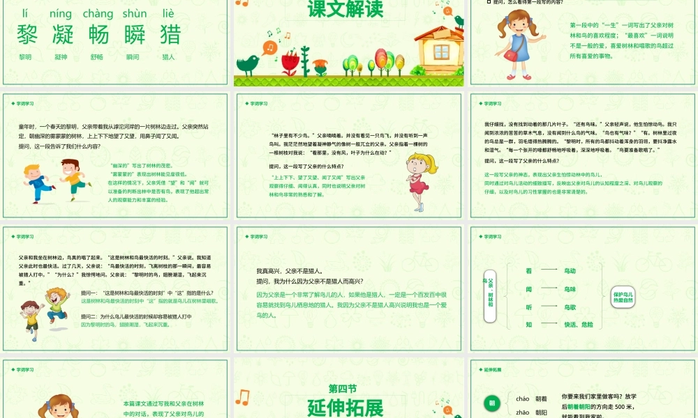 2022父亲、树林和鸟PPT插画风第22课小学三年级语文上册部编人教版教学课件.pptx