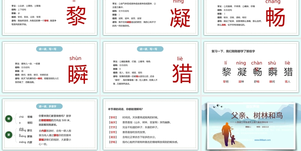 2022父亲、树林和鸟PPT第22课小学三年级语文上册部编人教版教学课件.pptx