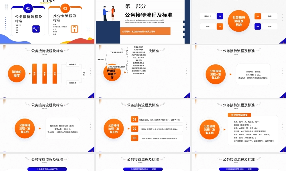 2022公司接待标准及办会流程PPT简约风公司新员工礼仪接待培训课件模板.pptx