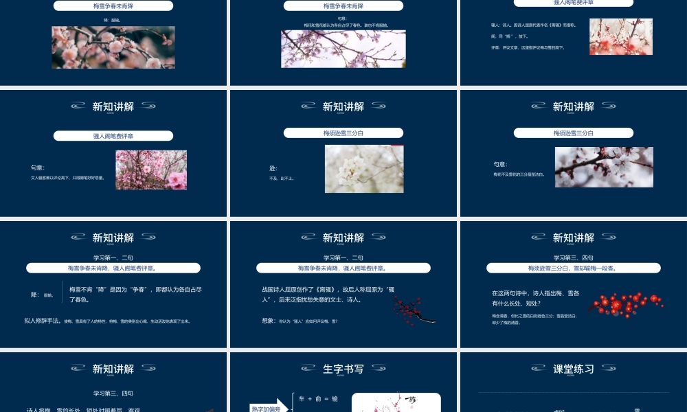 2022古诗三首 雪梅PPT第9课小学四年级语文上册部编人教版教学课件.pptx
