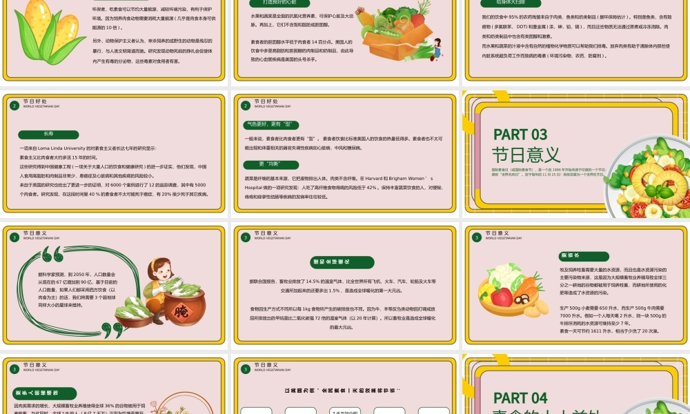 2022国际素食日PPT卡通风轻食主义健康生活国际素食日主题班会课件模板.pptx