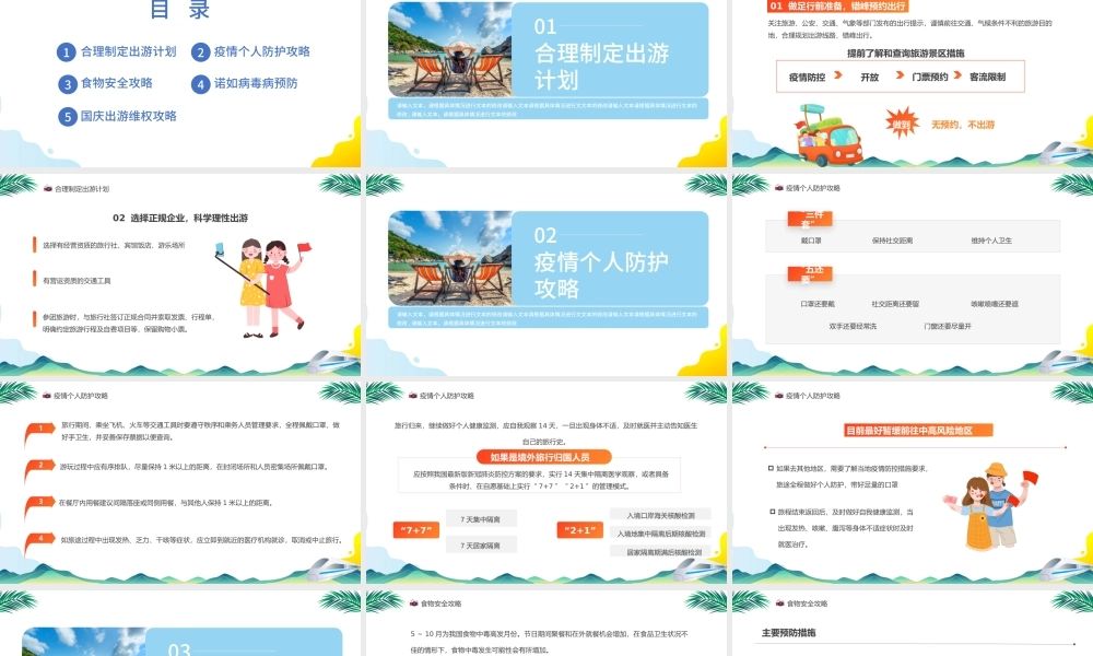 2022国庆旅游攻略PPT简约风国庆出行攻略课件模板.pptx
