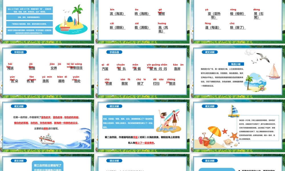 2022海滨小城PPT卡通风第19课小学三年级语文上册部编人教版教学课件.pptx