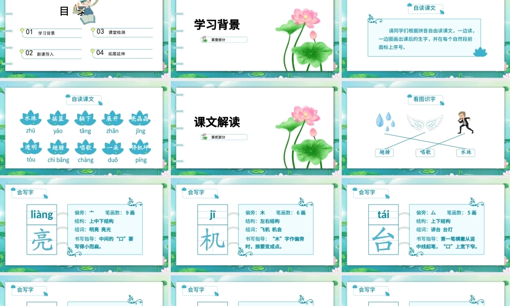 2022荷叶圆圆PPT清新新中国风课文第13课小学一年级语文下册部编人教版教学课件.pptx