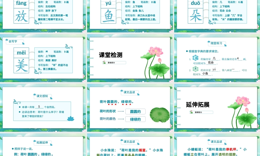 2022荷叶圆圆PPT清新新中国风课文第13课小学一年级语文下册部编人教版教学课件.pptx