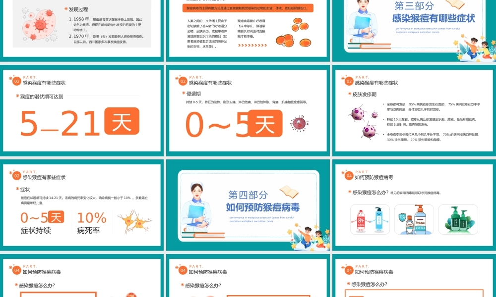 2022猴痘病毒科普PPT卡通风猴痘传染病防治知识讲座主题班会课件模板.pptx