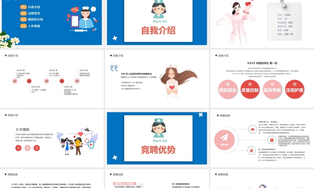 2022后备护士长竞聘PPT简约卡通风医院护士长个人竞聘简历课件模板.pptx