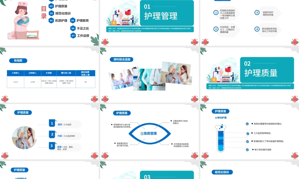 2022护士长工作述职PPT蓝色简约商务医疗护士长工作述职报告工作总结模板.pptx