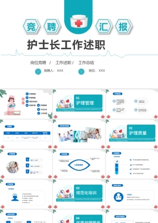 2022护士长工作述职PPT蓝色简约商务医疗护士长工作述职报告工作总结模板.pptx