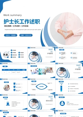 2022护士长工作述职PPT商务简洁完整框架内容竞聘专用PPT模板下载.pptx