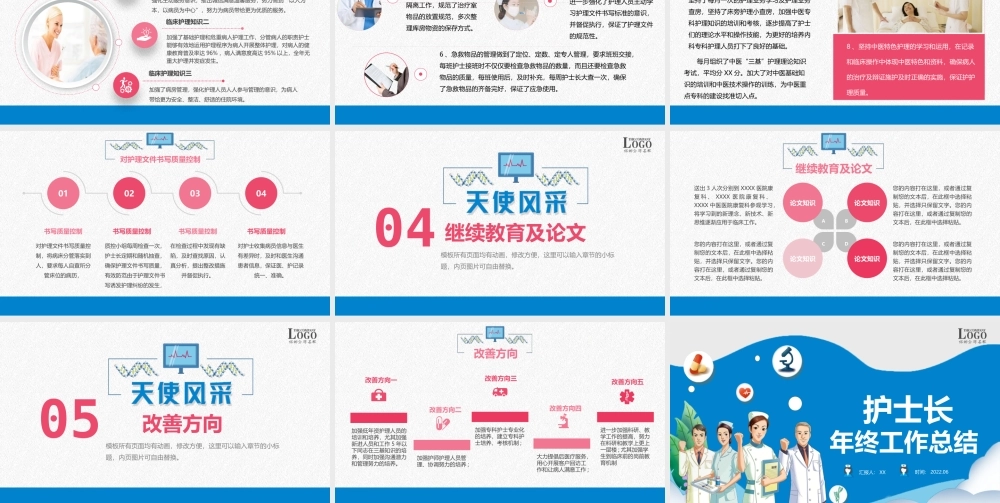 2022护士长年终工作总结PPT简约清新年终工作总结专用PPT模板下载0.pptx