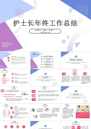 2022护士长年终工作总结PPT精品内容型医院护士天使风采主题课件模板.pptx