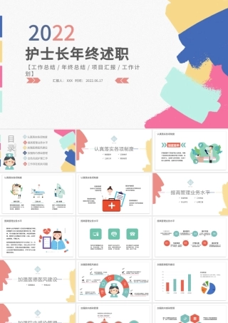 2022护士长年终述职PPT清新风医护行业护士长年中述职报告课件模板.pptx