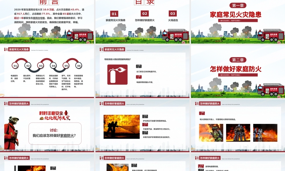 2022家庭防火安全教育PPT简洁大气强化安全意识共建平安家庭消防主题课件下载.pptx