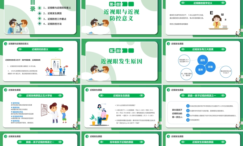 2022近视防控PPT卡通风中小学生市里保护主题教育班会课件模板.pptx
