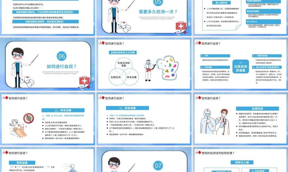 2022居民自测新冠病毒抗原操作流程PPT清新简约风医疗医学通用PPT模板.pptx