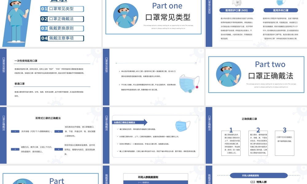 2022口罩佩戴知识PPT简约风口罩佩戴知识使用方法科普宣传课件模板.pptx