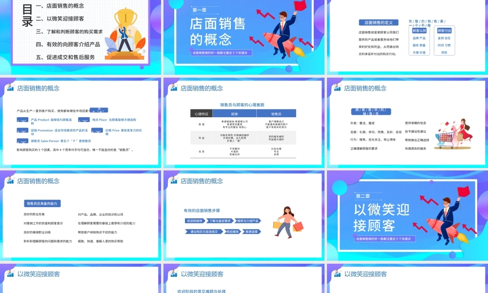 2022门店面销售技巧PPT简约风企业管理培训课件模板.pptx