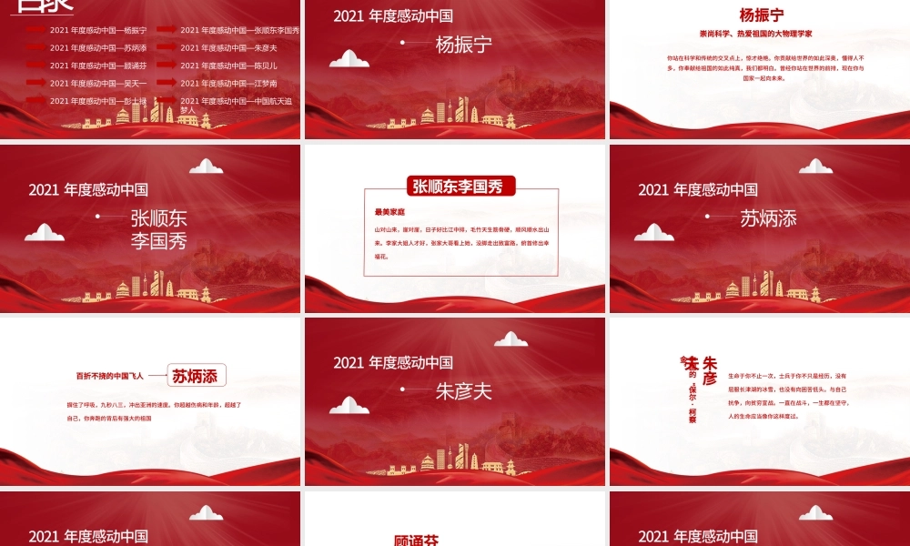 2022年度感动中国十大人物PPT红色大气风感动中国2022年度十大人物介绍专题课件模板.pptx