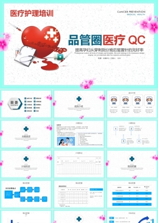 2022品管圈医疗QCPPT清新简约医疗护理培训专用PPT模板下载.pptx