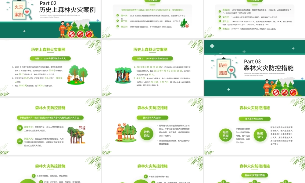 2022森林防火知识PPT简约卡通风森林消防日知识宣讲主题教育班会课件模板.pptx