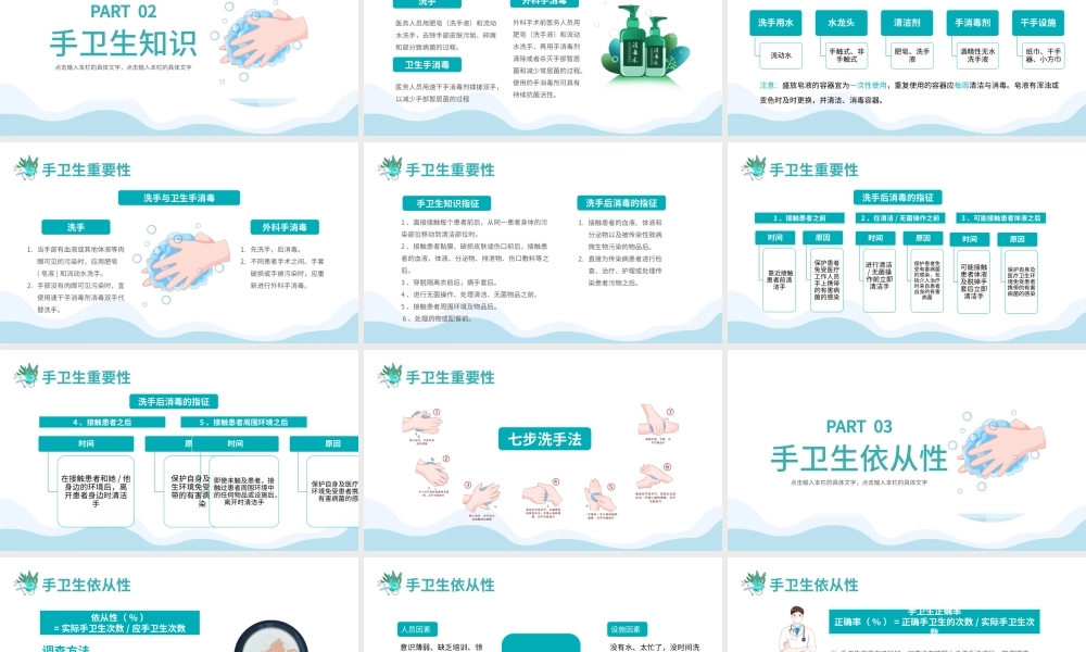 2022手卫生知识培训课件PPT卡通风医护人员手卫生知识培训讲座专题课件模板.pptx