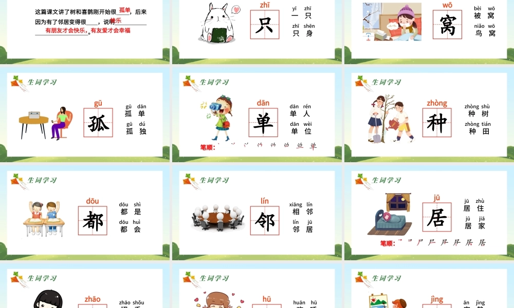 2022树和喜鹊PPT清新创意人教版小学一年级语文下册第二章第6课课件（含配套教案）.pptx