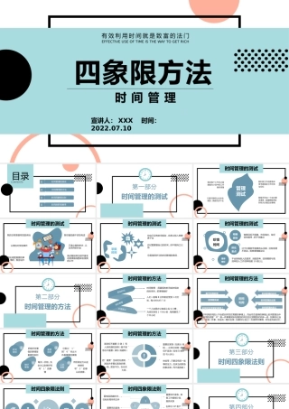 2022四象限方法PPT扁平风时间管理课件模板.pptx