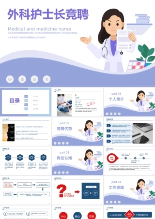 2022外科护士长竞聘报告PPT简洁微粒体风内部岗位护士长竞聘个人简历模板.pptx