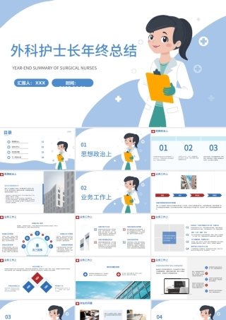 2022外科护士长年终总结PPT简约风医院护士长年终工作总结汇报课件模板.pptx