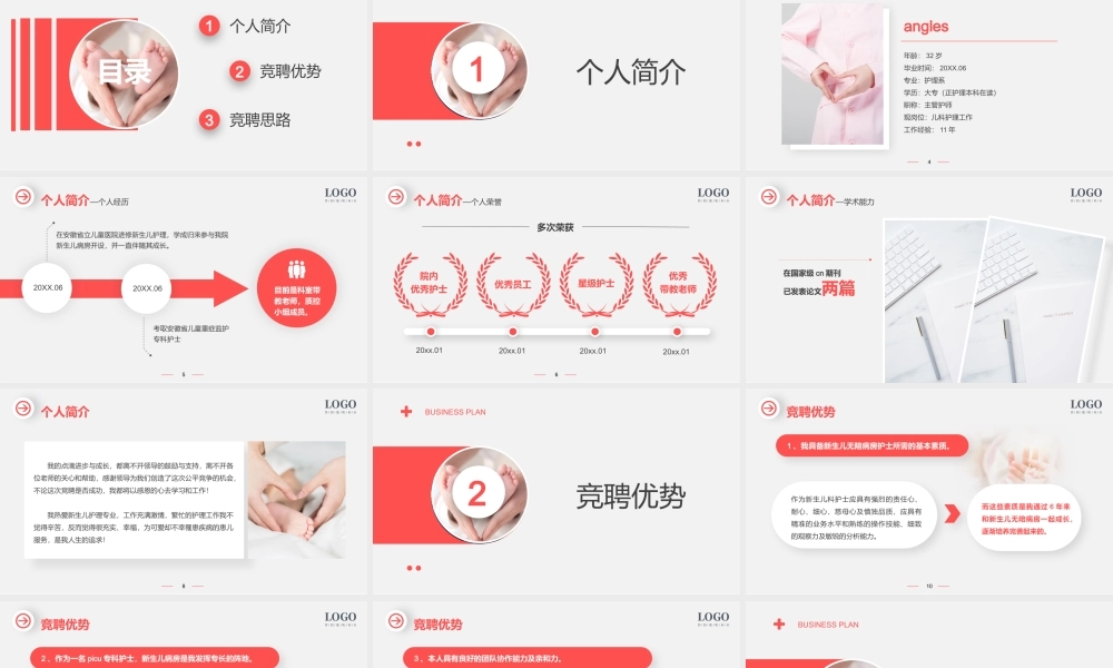 2022新生儿科护士长竞聘PPT简洁灵动银红色医疗岗位竞聘晋升工作汇报模板下载.pptx