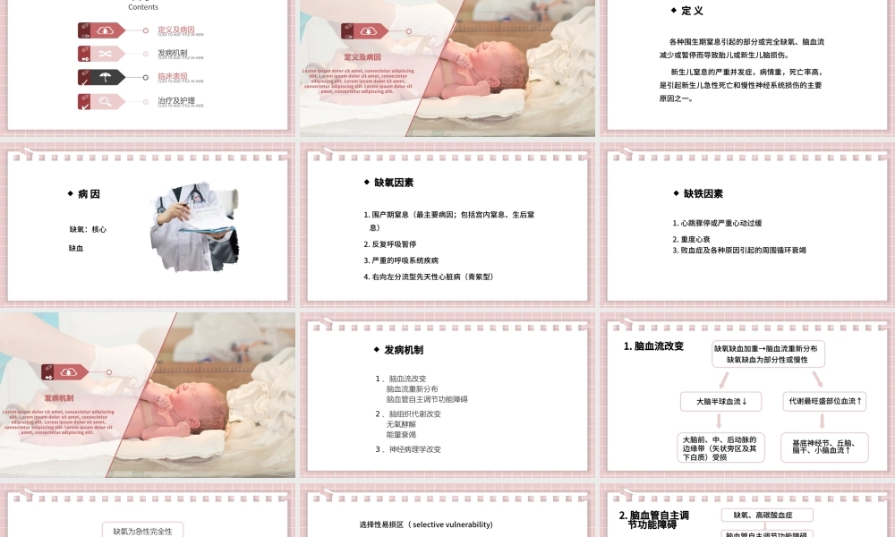 2022新生儿缺氧缺血性脑病PPT创意清新医疗教学各种疾病医理PPT模板.pptx