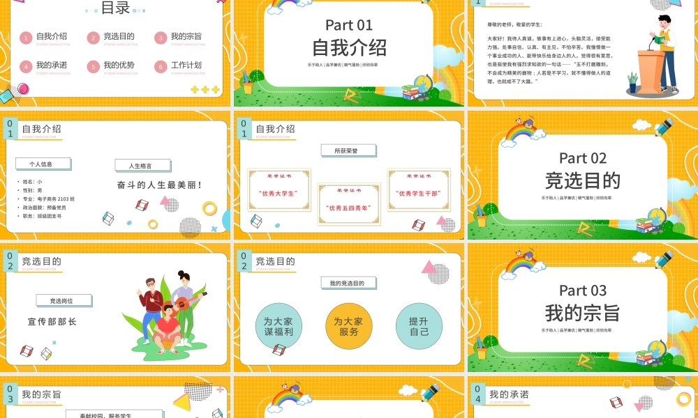 2022学生会干部竞选PPT简约风大学学生会干部竞选课件模板.pptx