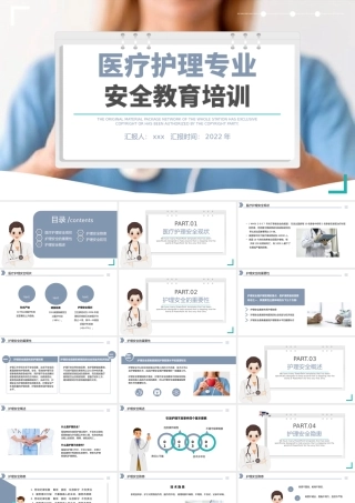 2022医疗护理专业安全教育培训PPT简约清新医疗护理培训通用PPT模板下载113(1).pptx