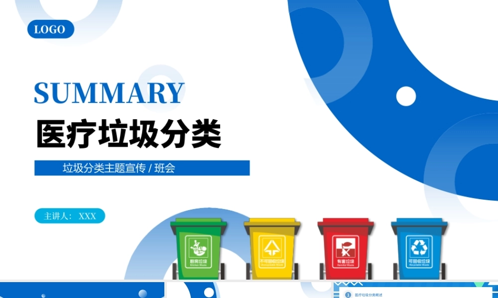2022医疗垃圾分类PPT简约清新医疗通用PPT模板下载.pptx