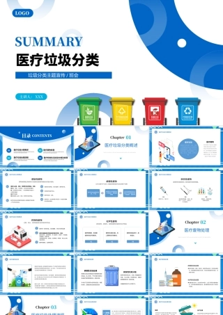 2022医疗垃圾分类PPT简约清新医疗通用PPT模板下载.pptx