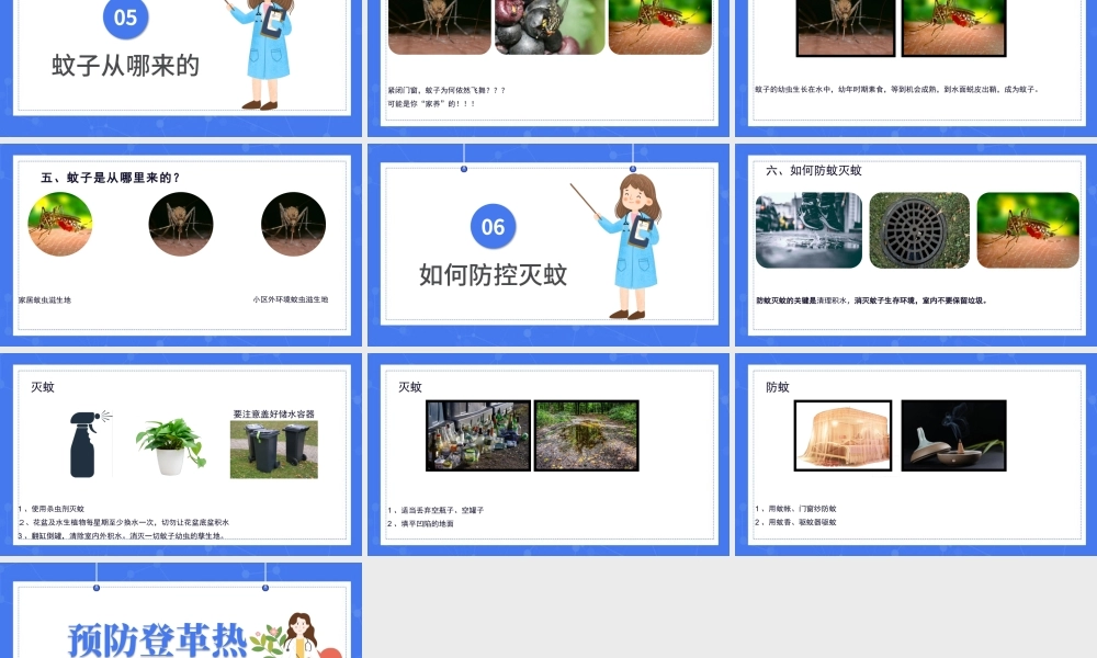 2022医疗预防登革热防蚊灭蚊主题班会PPT清新创意医疗主题班会通用PPT模板下载.pptx
