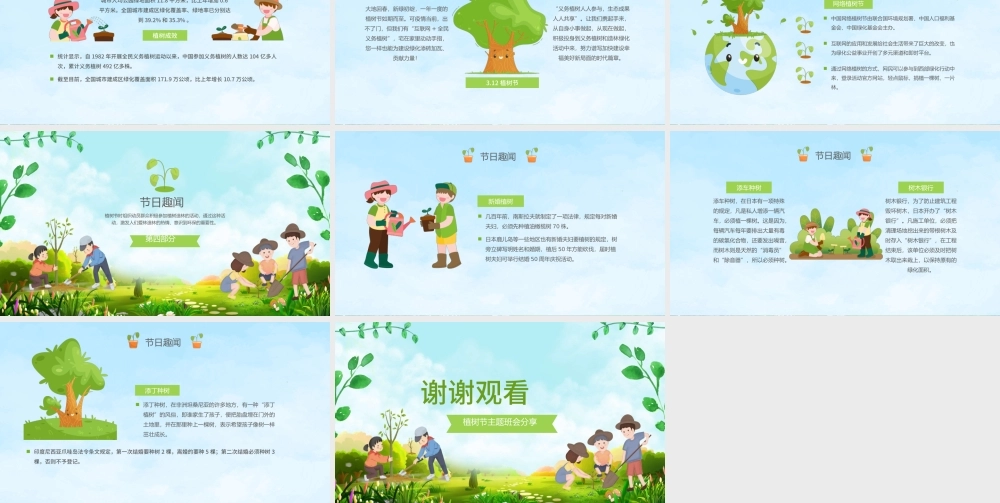 2022植树节PPT绿色卡通植树造林保护环境小学生主题班会课件.pptx