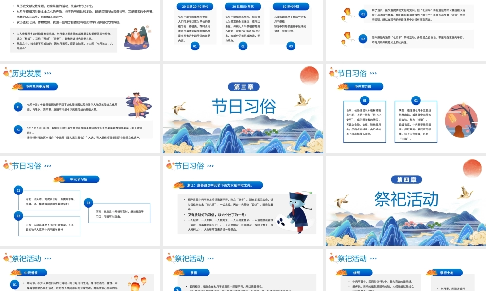 2022中元祭祖PPT卡通传统文化风中元节知识科普模板.pptx