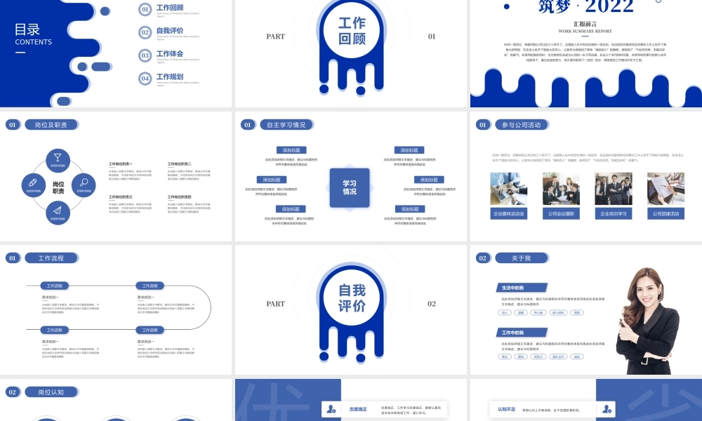 2022转正答辩PPT克莱因蓝几何风新员工转正述职报告模板.pptx