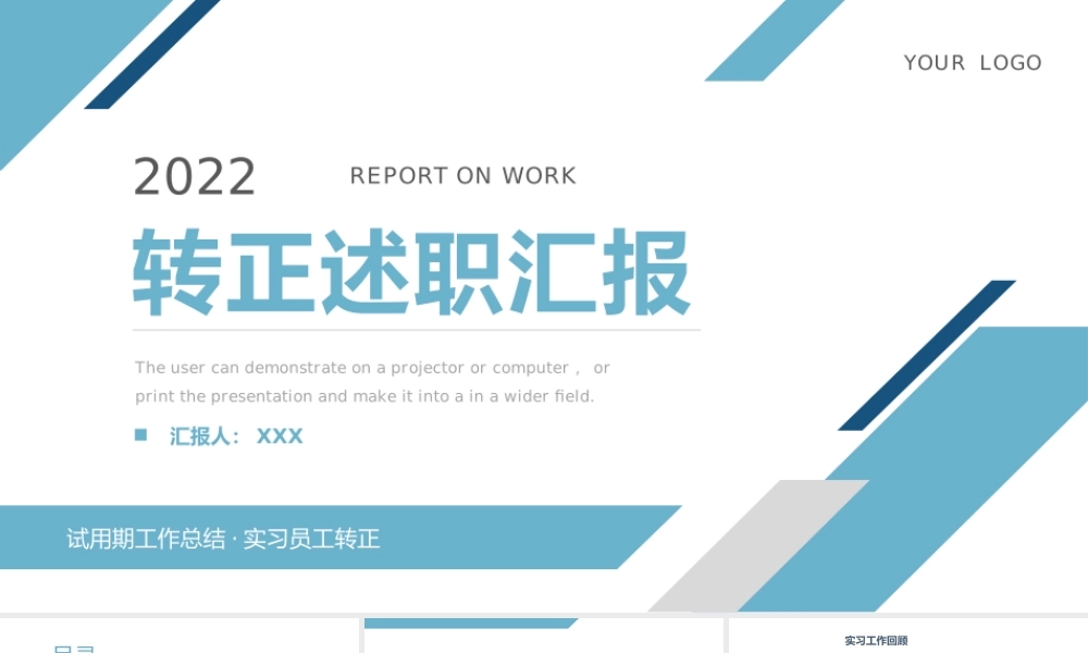 2022转正述职汇报PPT淡蓝清新商务转正述职必备PPT模板下载.pptx