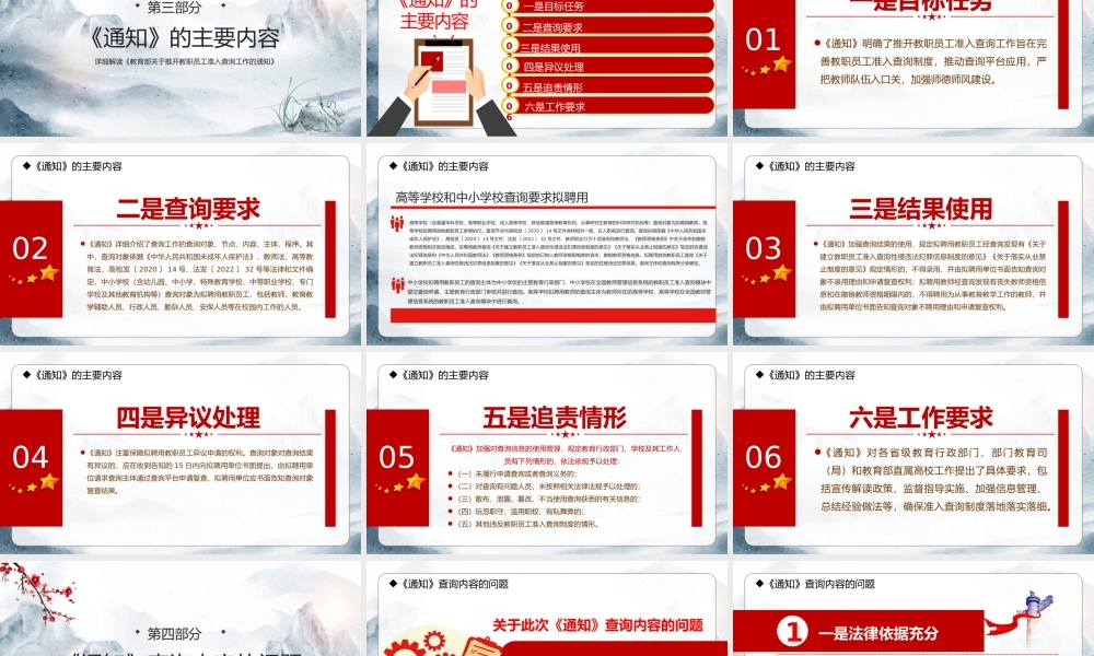 2023加强师德师风建设推开准入查询工作PPT水墨画风详细解读《教育部关于推开教职员工准入查询工作的通知》专题课件模板.pptx