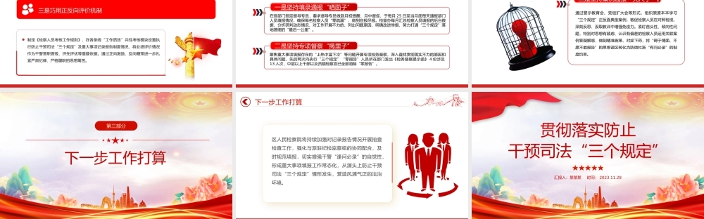 2023年某检察机关落实防止干预司法三个规定情况汇报PPT模板下载.pptx