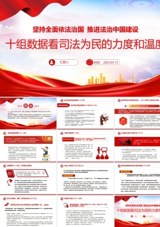2023十组数据看司法为民的力度和温度PPT精美简洁坚持全面依法治国推进法治中国建设2023两会专题课件.pptx