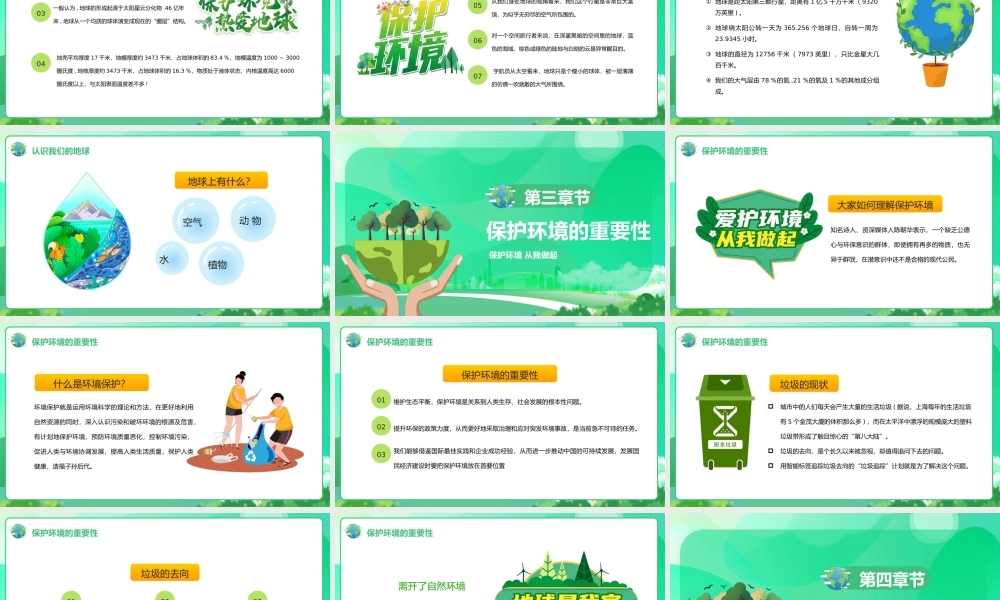 2023世界环境日PPT绿色卡通风世界环境日保护环境主题班会课件模板.pptx
