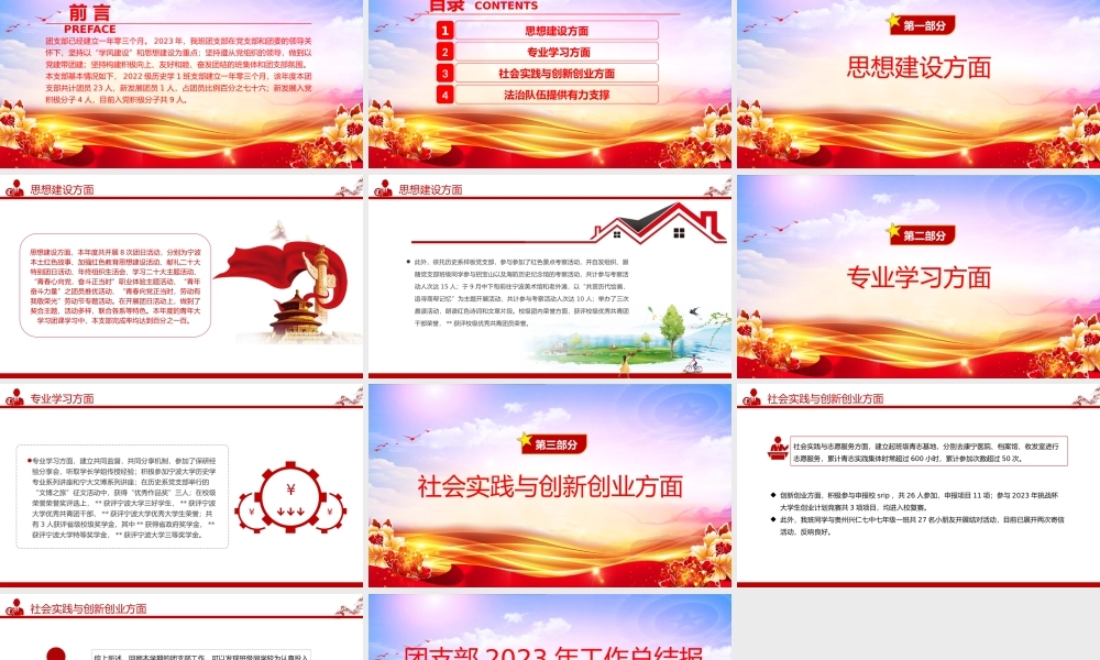 2023团支部工作总结PPT大气华美团支书年度述职报告模板.pptx