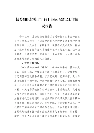 县委组织部关于年轻干部队伍建设工作情况报告.docx