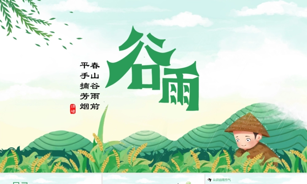 2023知谷雨识习俗PPT卡通插画风幼儿园谷雨介绍主题班会课件模板下载.pptx