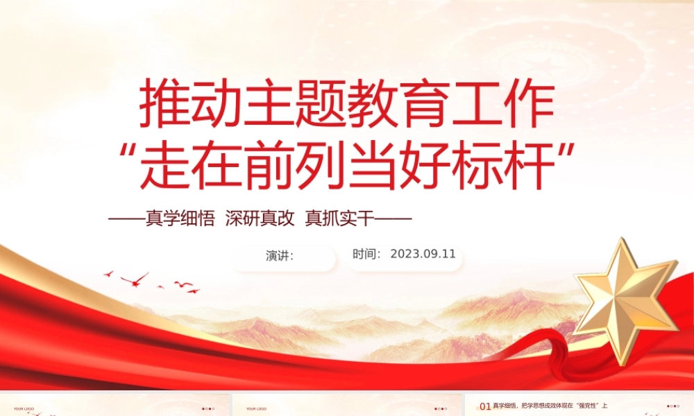2023主题教育总结报告PPT真学细悟深研真改真抓实干推动主题教育工作走在前列当好标杆课件.pptx